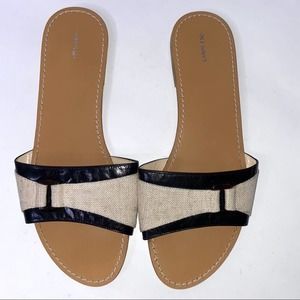 Women's Lands’ End Sandals Slides Natural Linen Look Size 11 ~